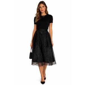 JANETTE FASHION John 3:16 Black Sheer Midi Skirt‎ Women's Size S